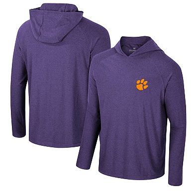 Men's Colosseum Purple Clemson Tigers Cloud Jersey Raglan Long Sleeve Hoodie T-Shirt