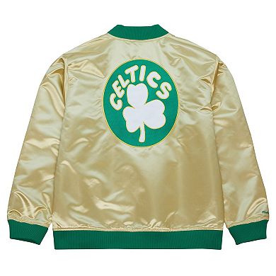 Men's Mitchell & Ness Gold Boston Celtics Team OG 2.0 Vintage Logo Satin Full-Zip Jacket