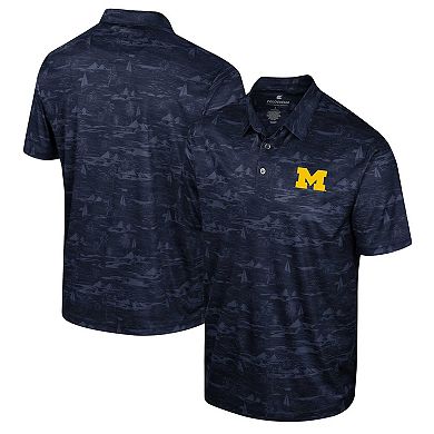 Men's Colosseum Navy Michigan Wolverines Daly Print Polo