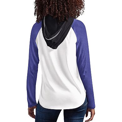 Women's G-III 4Her by Carl Banks White Baltimore Ravens MVP Raglan Hooded Long Sleeve T-Shirt