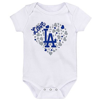 Girls Infant Fanatics Branded Los Angeles Dodgers 3-Pack Home Run Bodysuit Set