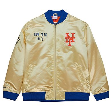 Men's Mitchell & Ness Gold New York Mets OG 2.0 Lightweight Satin Full-Zip Jacket