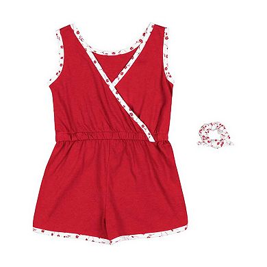 Girls Toddler Colosseum Scarlet Ohio State Buckeyes Scoops Ahoy Floral Romper & Scrunchie Set