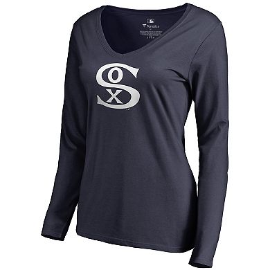 Women's Fanatics Branded Navy Chicago White Sox Cooperstown Collection Forbes Long Sleeve V-Neck T-Shirt