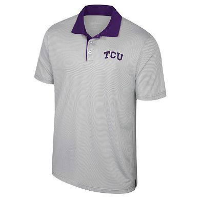Men's Colosseum Gray TCU Horned Frogs Tuck Striped Polo