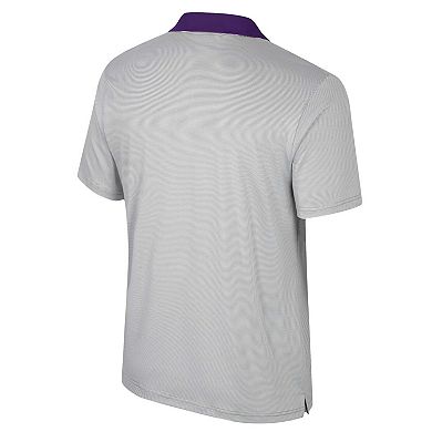 Men's Colosseum Gray TCU Horned Frogs Tuck Striped Polo
