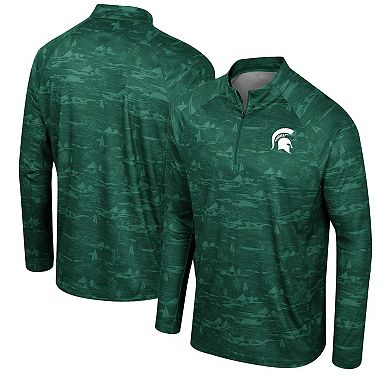 Men's Colosseum Green Michigan State Spartans Carson Raglan Quarter-Zip Jacket
