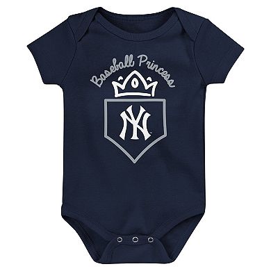 Infant Fanatics Branded Navy/Gray/Pink New York Yankees Three-Pack Home Run Bodysuit Set