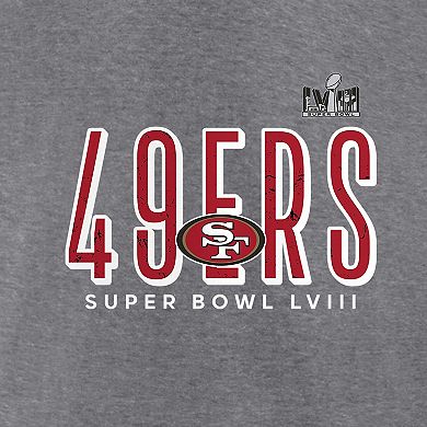 Women's Fanatics Branded  Heather Gray San Francisco 49ers Super Bowl LVIII Cheer Section Tri-Blend V-Neck Fashion T-Shirt