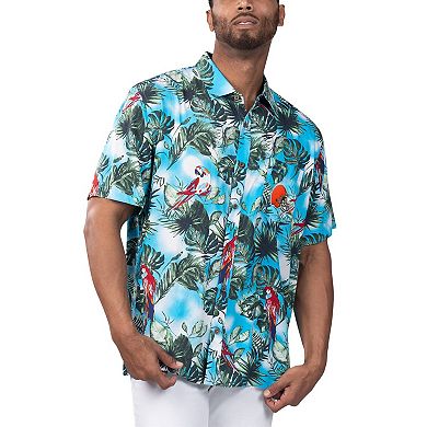 Men's Margaritaville Light Blue Cleveland Browns Jungle Parrot Party Button-Up Shirt