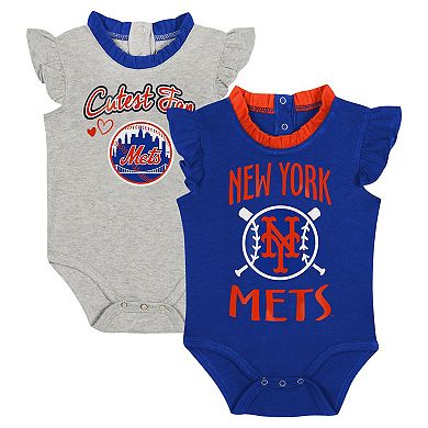 Newborn & Infant Fanatics Branded Royal/Gray New York Mets Two-Pack Fan Bodysuit Set