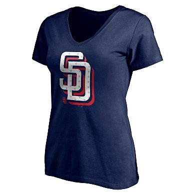 Women's Fanatics Branded Navy San Diego Padres Red White and Team V-Neck T-Shirt