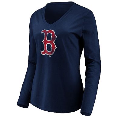 Women's Fanatics Branded Navy Boston Red Sox Core Distressed Team Long Sleeve T-Shirt