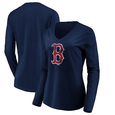 Women's Fanatics Branded Navy Boston Red Sox Core Distressed Team Long Sleeve T-Shirt