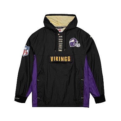 Men's Mitchell & Ness Black Minnesota Vikings Team OG 2.0 Anorak Vintage Logo Quarter-Zip Windbreaker Jacket