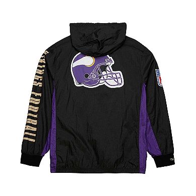 Men's Mitchell & Ness Black Minnesota Vikings Team OG 2.0 Anorak Vintage Logo Quarter-Zip Windbreaker Jacket