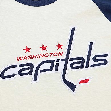 Men's Mitchell & Ness Cream Washington Capitals Legendary Slub Vintage Raglan Long Sleeve T-Shirt