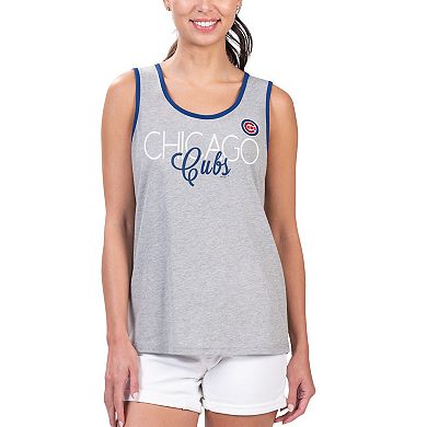 Women's G-III 4Her by Carl Banks Gray Chicago Cubs Fastest Lap Tank Top