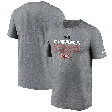 Men's Nike Heather Gray San Francisco 49ers Super Bowl LVIII Logo Lockup T-Shirt