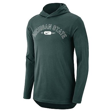 Men's Nike Green Michigan State Spartans Campus Performance Long Sleeve Hoodie T-Shirt