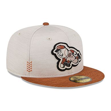 Men's New Era Stone/Brown Cincinnati Reds 2024 Clubhouse 59FIFTY Fitted Hat