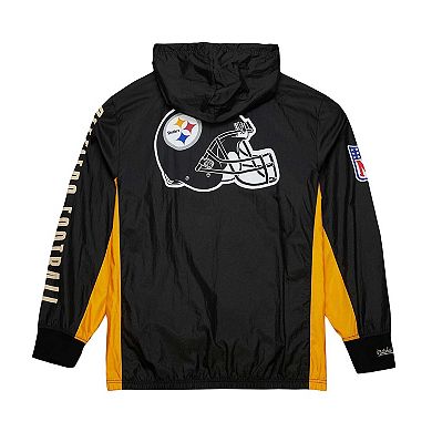 Men's Mitchell & Ness Black Pittsburgh Steelers Team OG 2.0 Anorak Vintage Logo Quarter-Zip Windbreaker Jacket