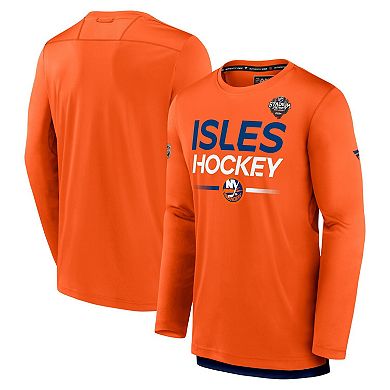 Men's Fanatics Branded Orange New York Islanders 2024 NHL Stadium Series Authentic Pro Long Sleeve Tech T-Shirt