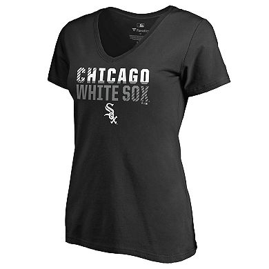 Women's Fanatics Branded Black Chicago White Sox Fade Out V-Neck T-Shirt