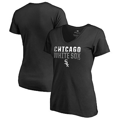 Women's Fanatics Branded Black Chicago White Sox Fade Out V-Neck T-Shirt