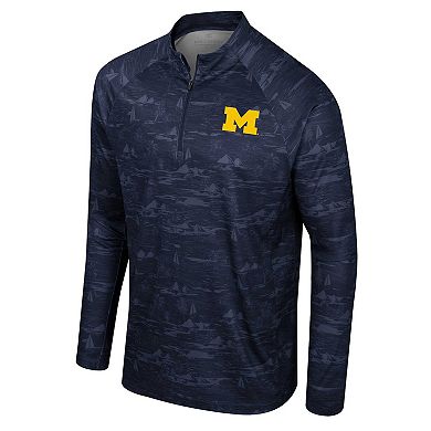 Men's Colosseum Navy Michigan Wolverines Carson Raglan Quarter-Zip Jacket