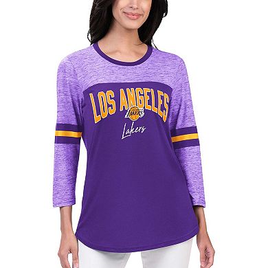 Women's G-III 4Her by Carl Banks Purple Los Angeles Lakers Play the Game Three-Quarter Sleeve T-Shirt