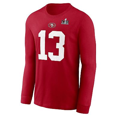 Men's Nike Brock Purdy Scarlet San Francisco 49ers Super Bowl LVIII Patch Player Name & Number Long Sleeve T-Shirt