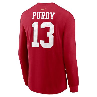 Men's Nike Brock Purdy Scarlet San Francisco 49ers Super Bowl LVIII Patch Player Name & Number Long Sleeve T-Shirt