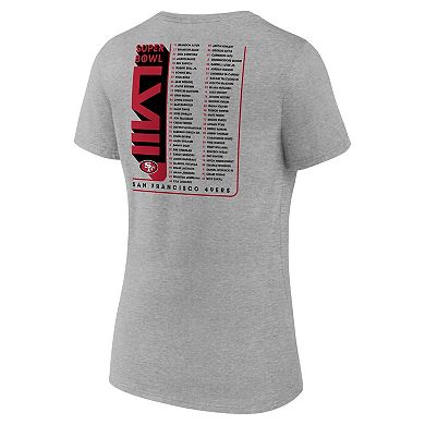 Women's Fanatics Branded  Heather Gray San Francisco 49ers Super Bowl LVIII Roster V-Neck T-Shirt