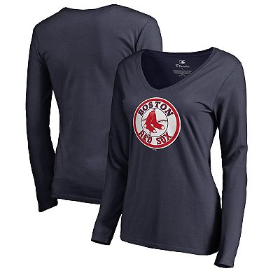 Women's Fanatics Branded Navy Boston Red Sox Cooperstown Collection Forbes Long Sleeve V-Neck T-Shirt