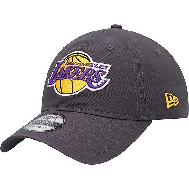 Men's New Era Charcoal Los Angeles Lakers Team 2.0 9TWENTY Adjustable Hat