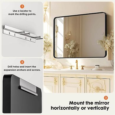 Bathroom Mirror Vanity Mirror For Wall, Aluminum Alloy Framed, 30"×22"