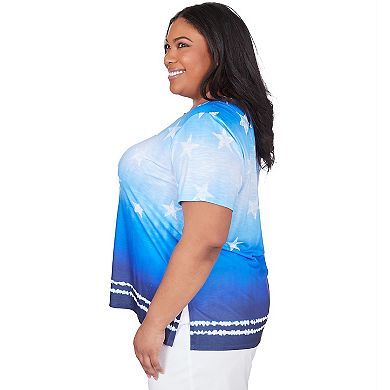 Plus Size Alfred Dunner Ombre Tie Dye Stars Short Sleeve Top
