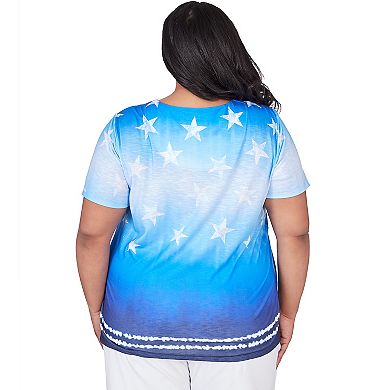 Plus Size Alfred Dunner Ombre Tie Dye Stars Short Sleeve Top