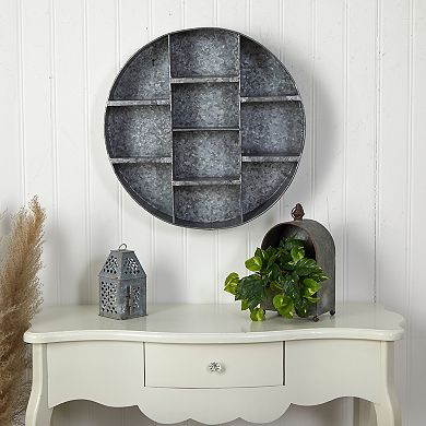 18” Galvanized Round Metal Wall Mounted Shelf System