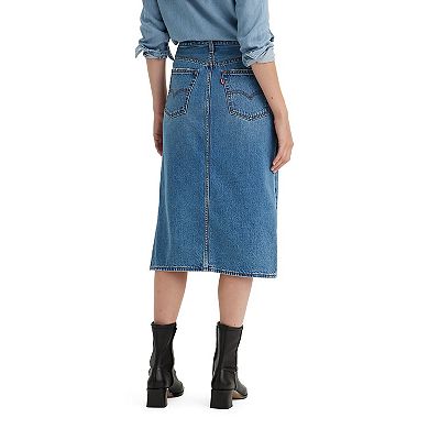 Women's Levi's Denim Side Slit Midi Jean Skirt