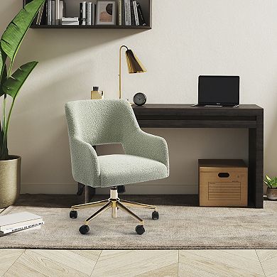 Mid-century Modern Swivel Office Vanity Chair With Wheels