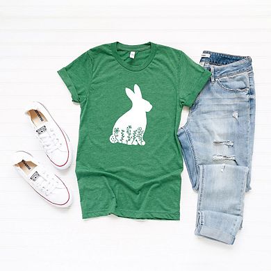 Bunny With Flowers Short Sleeve Graphic Tee