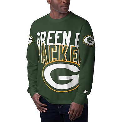 Men's Starter Green Green Bay Packers Clutch Hit Long Sleeve T-Shirt