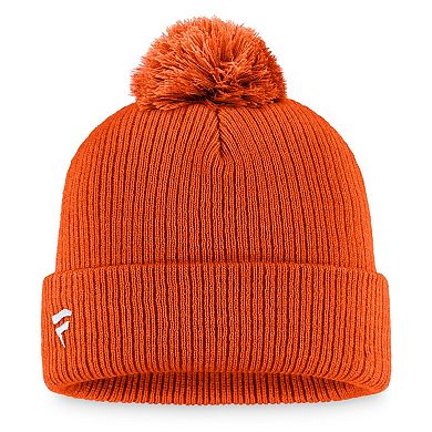 Men's Fanatics Branded Orange Philadelphia Flyers Core Primary Logo Cuffed Knit Hat with Pom