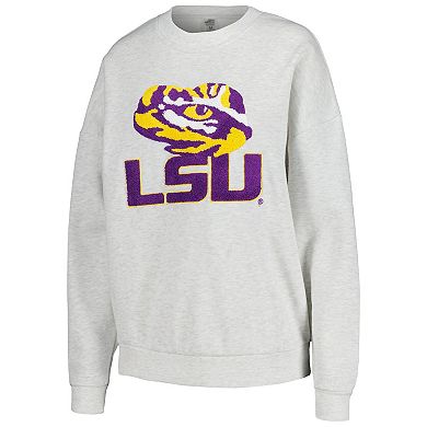 Women's Gameday Couture Ash LSU Tigers Team Effort Pullover Sweatshirt & Shorts Sleep Set