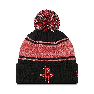 Men's New Era Black Houston Rockets Chilled Cuffed Knit Hat with Pom