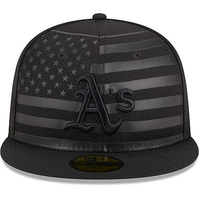 Men's New Era  Black Oakland Athletics Tonal Flag 59FIFTY Fitted Hat