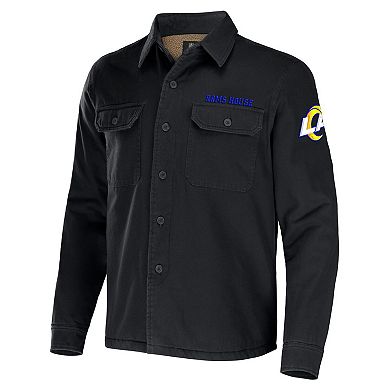 Men's NFL x Darius Rucker Collection by Fanatics Black Los Angeles Rams Canvas Button-Up Shirt Jacket