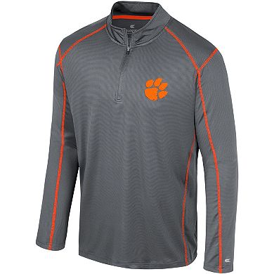 Men's Colosseum Black Clemson Tigers Cameron Quarter-Zip Windshirt